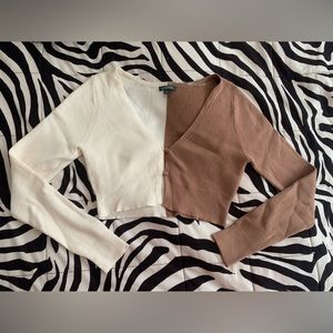 Wild Fable Long Sleeve Cropped Colorblock Top
